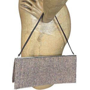 VTG PUTU by J MACLEAR Woven Tweed Clutch Handbag Brown #342A